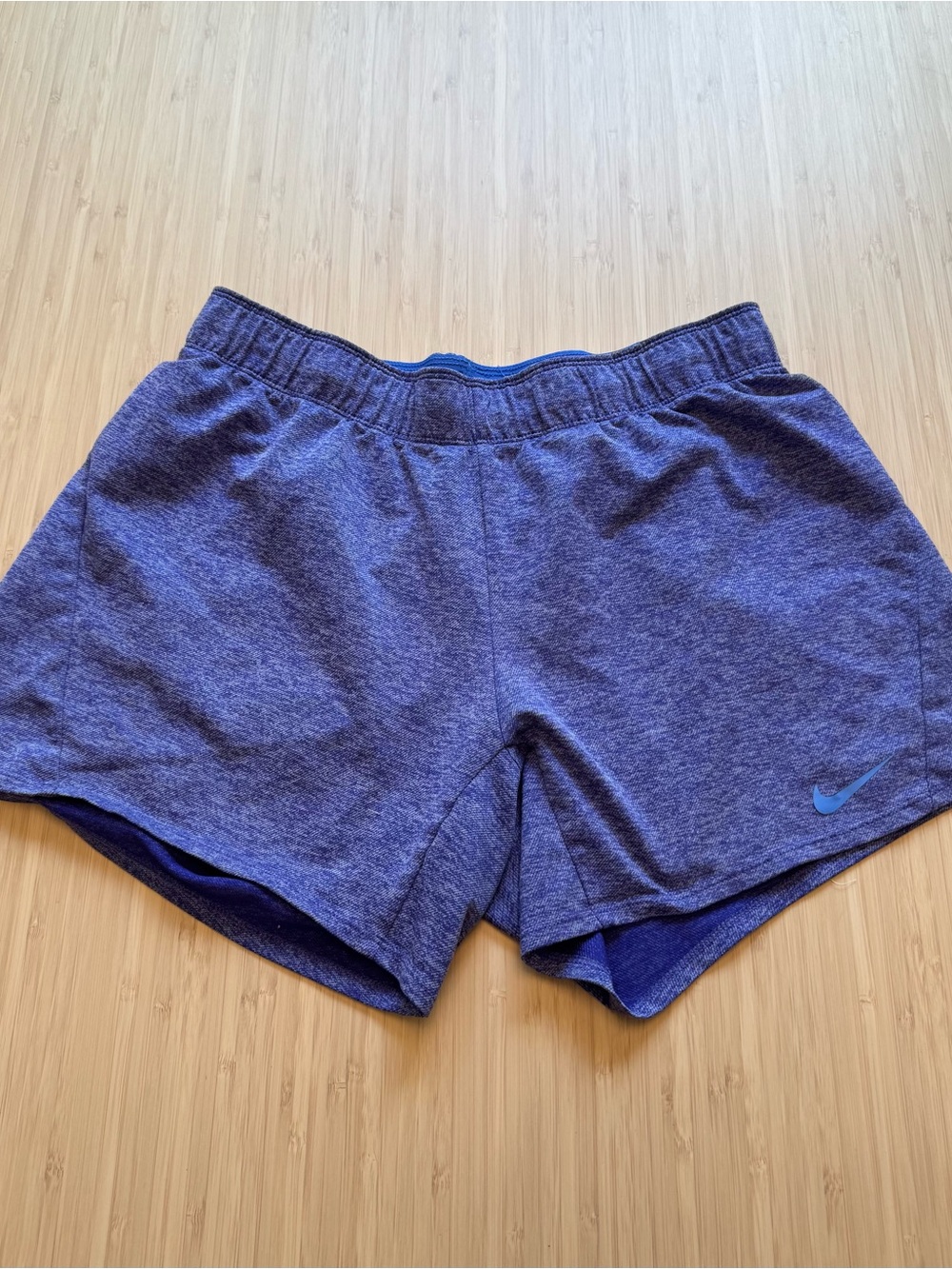 Nike Women’s Dri-FIT Heather Purple Athletic Shorts with Swoosh
